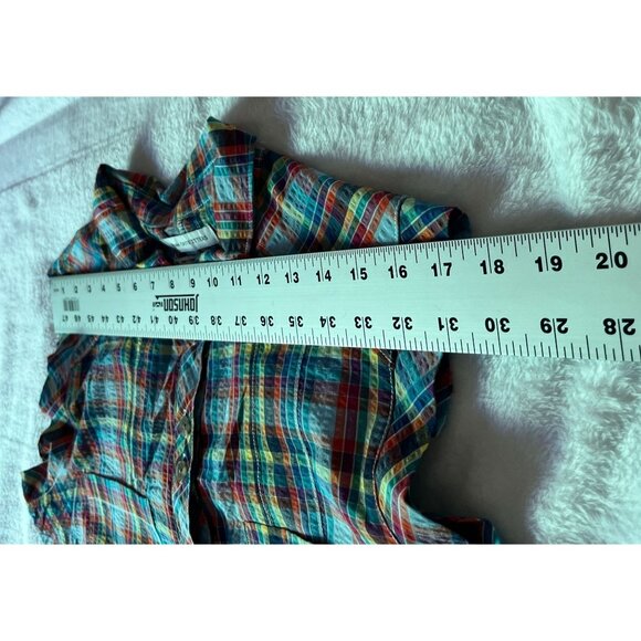 Urban Outfitters Womens Zoey Workwear Romper Medium Short Sleeve Plaid Blue Red - Picture 5 of 11